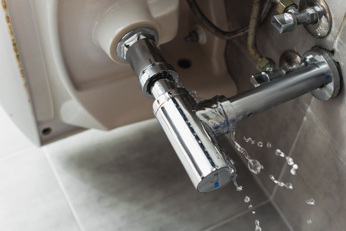 Leaking pipe under a sink